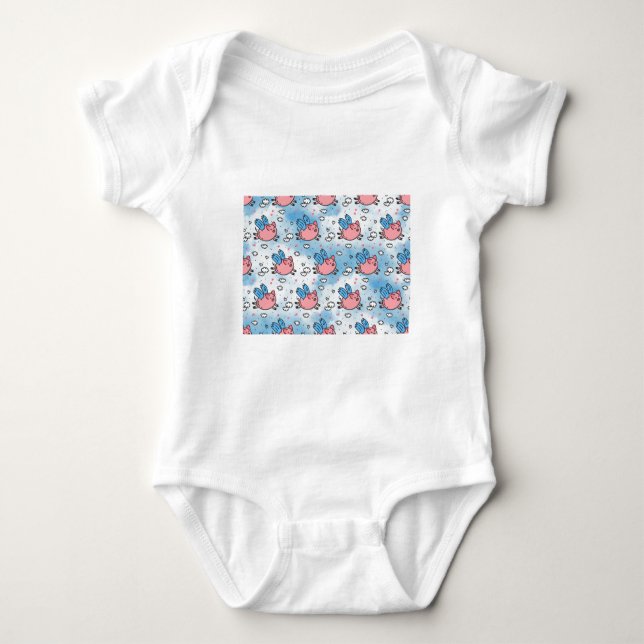 flying pigs baby bodysuit (Front)