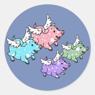 Flying Pigs Family Classic Round Sticker