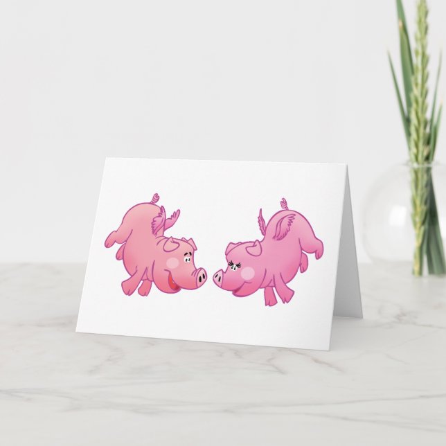 Flying pigs in love! card (Front)