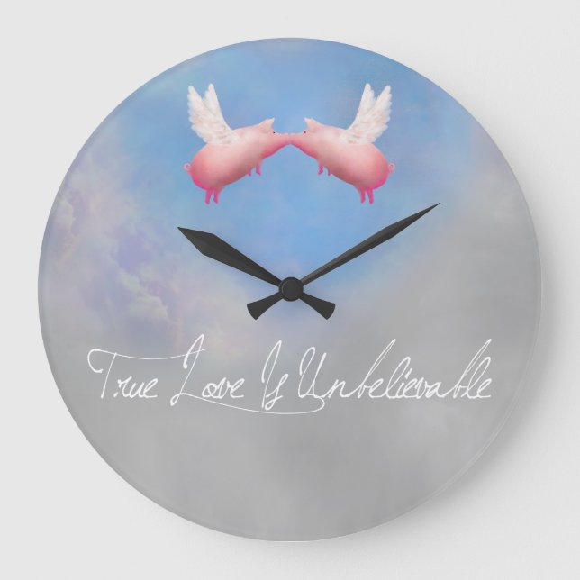 flying pigs in love wall clock (Front)