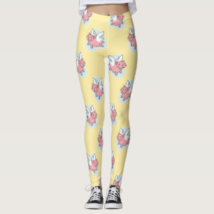 Flying Pigs L Chinese New Year 2019 yellow Girl Leggings