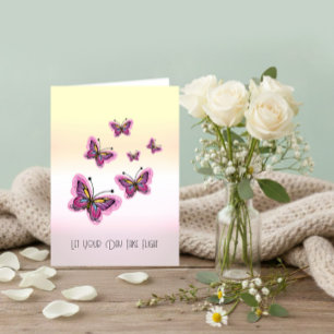 Flying pink butterflies Birthday Card