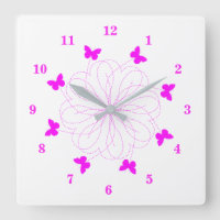 Flying Pink Butterflies Wall Clock - Choose Colour