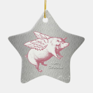 Flying Pink Pigs - Star Ornament