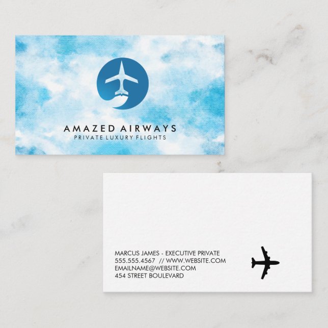 Flying Plane in the Sky Business Card (Front/Back)