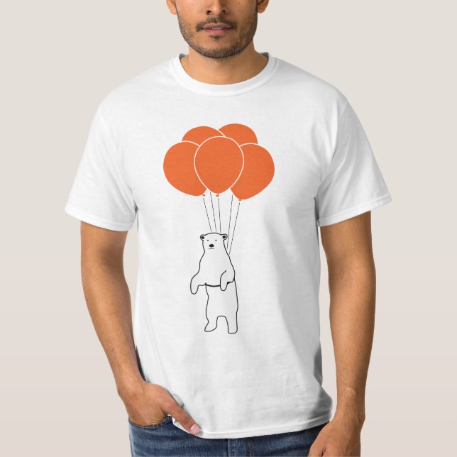 Flying Polar Bear with Balloons T-Shirt (Front)