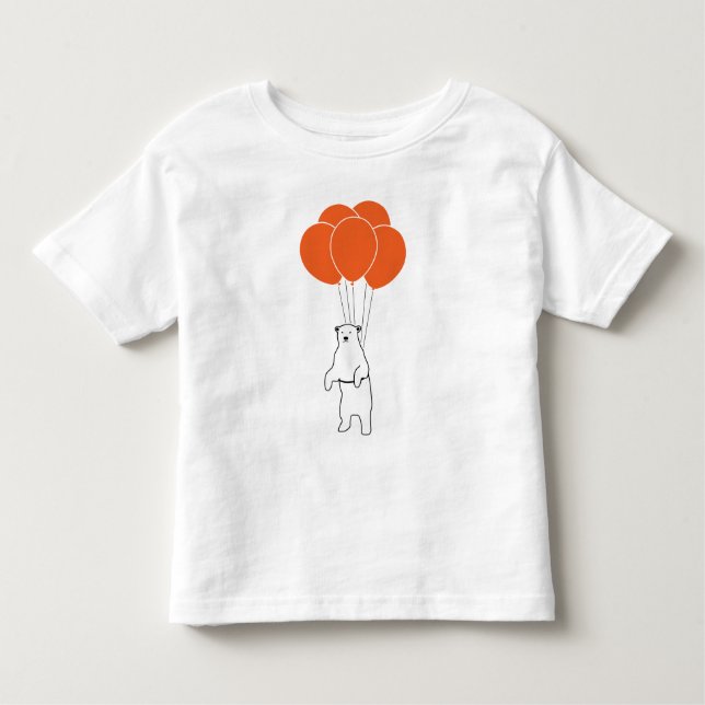 Flying Polar Bear with Balloons Toddler T-Shirt (Front)