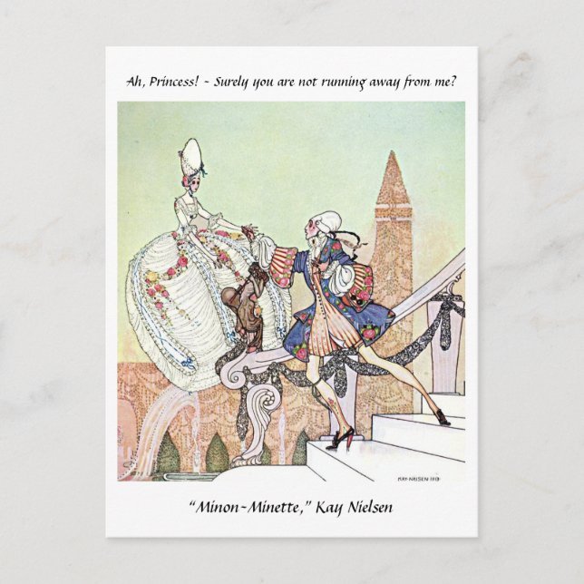 Flying princess and shocked prince Kay Nielsen Postcard (Front)