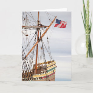 Flying proudly over Mayflower II Card