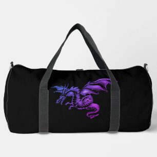 Flying Purple Dragon Against Black Duffle Bag