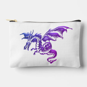 Flying Purple Dragon Against White Accessory Pouch