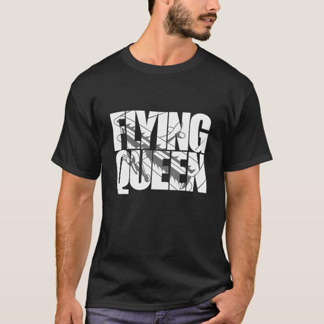 Flying Queen Biplane Aviator Women's Prop Aeroplan T-Shirt (Front)