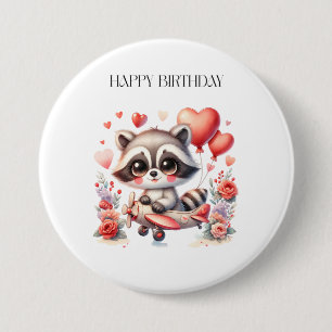 Flying Racoon Birthday 7.5 Cm Round Badge