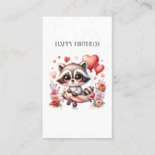 Flying Racoon Birthday Business Card