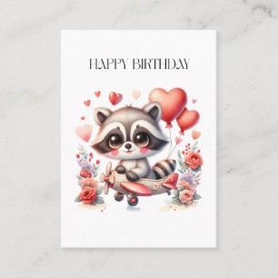 Flying Racoon Birthday Business Card