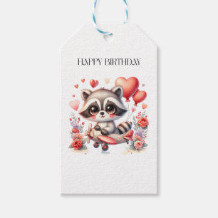 Flying Racoon Birthday Gift Tags