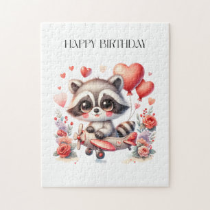 Flying Racoon Birthday Jigsaw Puzzle