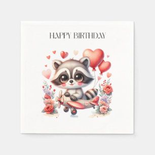 Flying Racoon Birthday Napkin