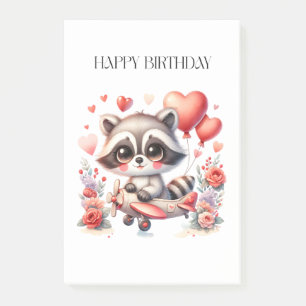 Flying Racoon Birthday Post-it Notes
