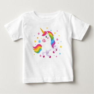Flying Rainbow Unicorn With Stars Baby T-Shirt