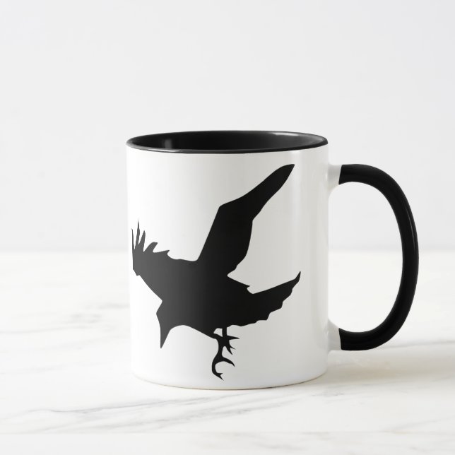 Flying Raven Silhouette Ceramic Mug (Right)