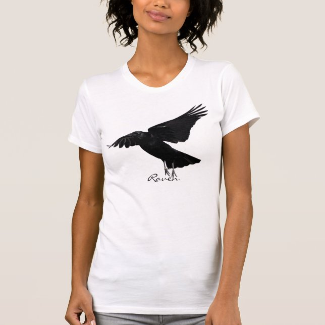 Flying Raven Taking-off Wildlife Art Shirt (Front)