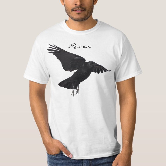 Flying Raven Taking-off Wildlife Art Shirt (Front)
