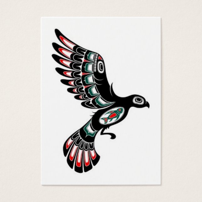 Flying Red and Black Haida Spirit Bird, white (Front)