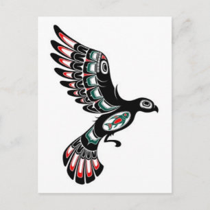 Flying Red and Black Haida Spirit Bird, white Postcard