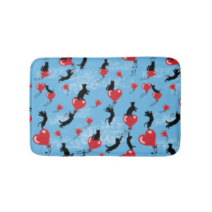 Flying red balloons bath mat