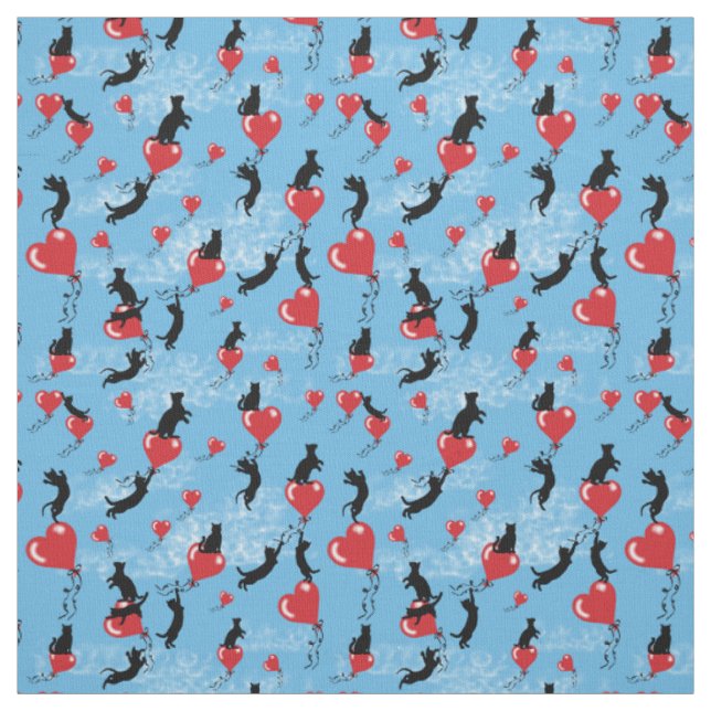 Flying red balloons fabric (Swatch)