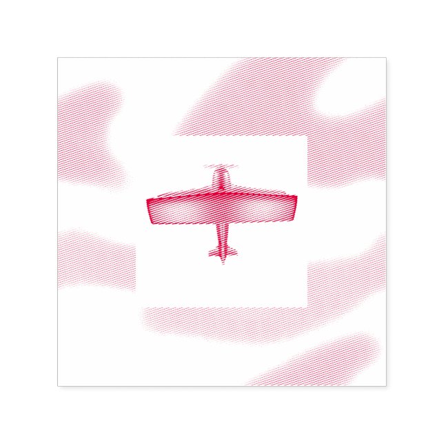 Flying Red Biplane Self Inking Rubber Stamp (Design)