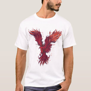 Flying Red Phoenix Bird Graphic T-Shirt - classic