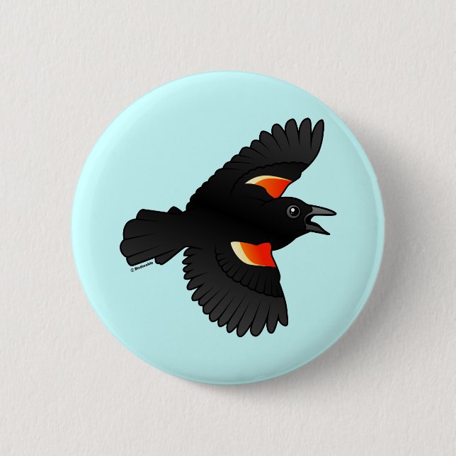 Flying Red-winged Blackbird 6 Cm Round Badge (Front)