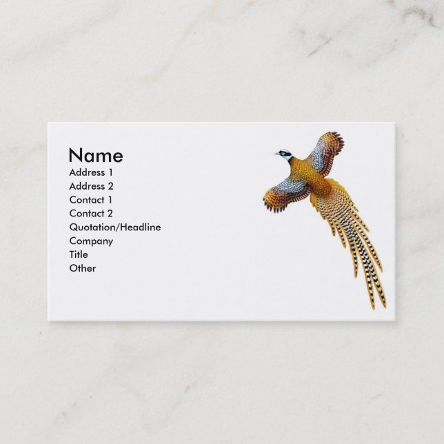 Flying Reeves Pheasant Business Card (Front)