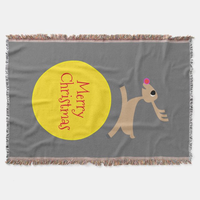 Flying Reindeer Throw Blanket (Front)