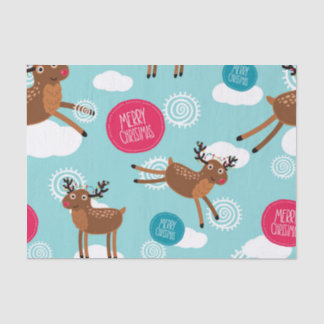 Flying Reindeer wishing all a Merry Christmas Tissue Paper