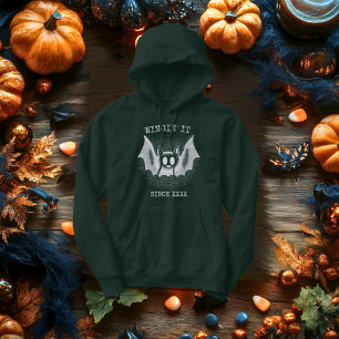 flying retro White Bat - Retro Halftone Halloween Hoodie