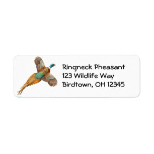 Flying Ring Necked Pheasant Label Return Address Label