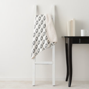 Flying Rocket Sketch Pattern Sherpa Blanket