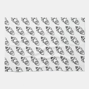 Flying Rocket Sketch Pattern Tea Towel