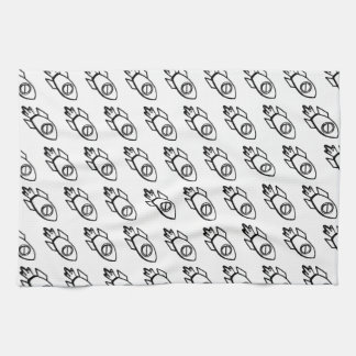 Flying Rocket Sketch Pattern Tea Towel