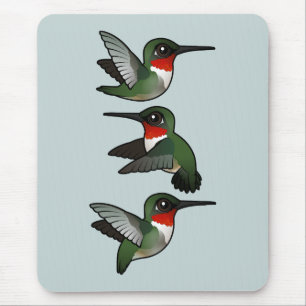 Flying Ruby-throated Hummingbird Mouse Pad