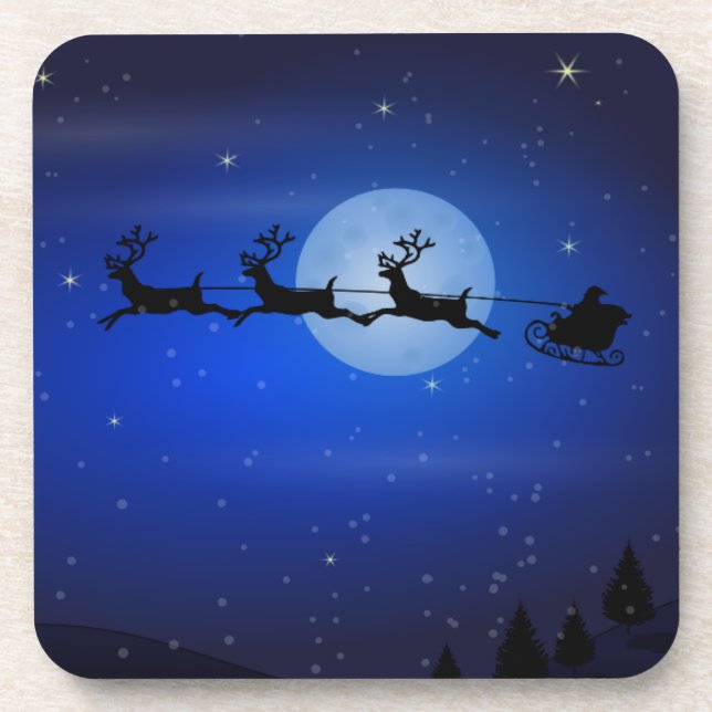 Flying Santa and his reindeers Coaster (Front)