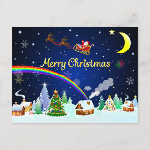 Flying Santa Claus with Crescent Moon Postcard