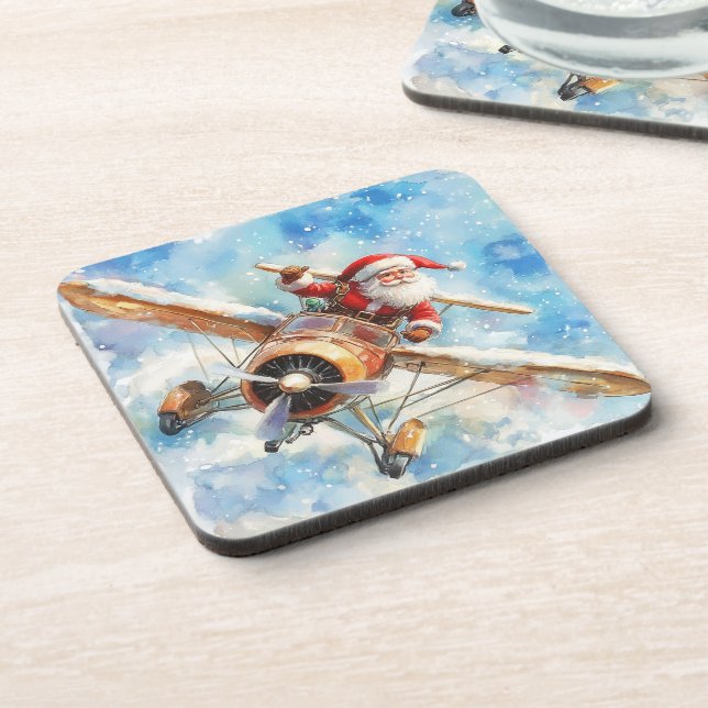 Flying Santa Drink Coasters (Left Side)