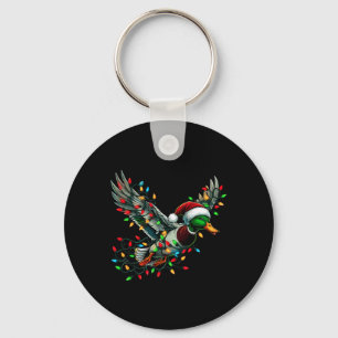 Flying Santa Duck With Christmas Lights Hunting Se Key Ring