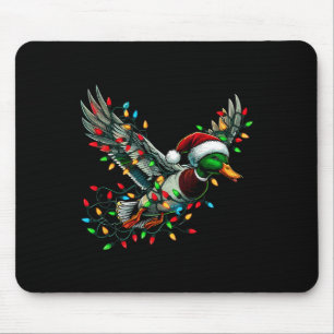 Flying Santa Duck With Christmas Lights Hunting Se Mouse Pad