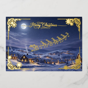 Flying Santa Foil Christmas Card