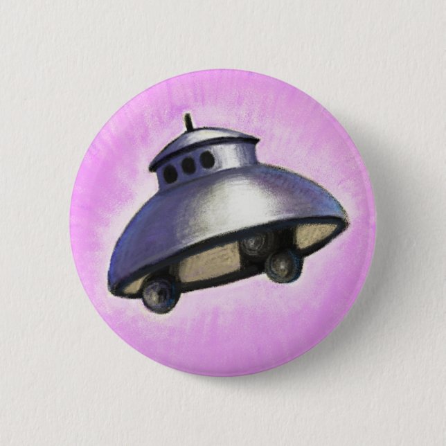Flying Saucer 6 Cm Round Badge (Front)